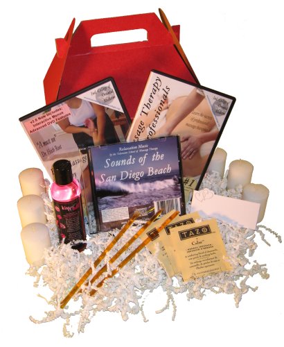 Mother's Day Massage Gift Basket: Basic Massage DVD, Professional Massage DVD, Oil, Relaxation Music (2 DVD/1 Oil/1 CD)