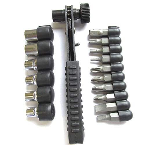Ratcheting screwdriver and socket wrench set with low p…