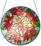 Poinsettia Tiffany Glass Suncatcher