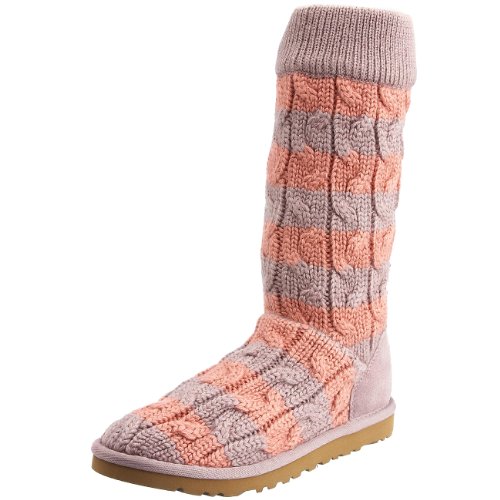 Dusty Rose Tall Striped Cable Knit Boots Uggs Size 7 Review
