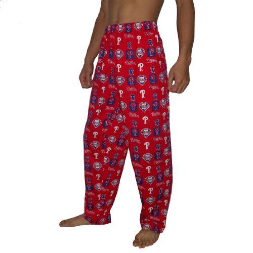 Mens MLB Philadelphia Phillies Cotton Thermal Sleepwear / Pajama Pants - Red (Size: L)