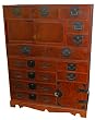 Unique Bold Interesting High End Cabinet - 52" Japanese Design Double Stacked Two Story Tansu Chest