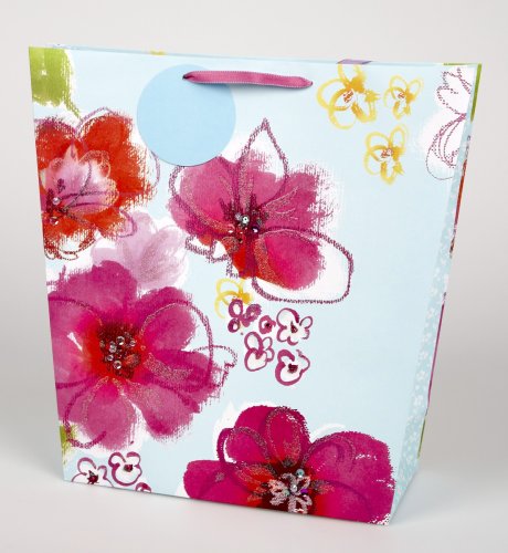 Large Blue Floral Bucket Gift Bag