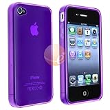 TPU Rubber Skin Case Compatible With Apple iPhone 4, Clear Purple