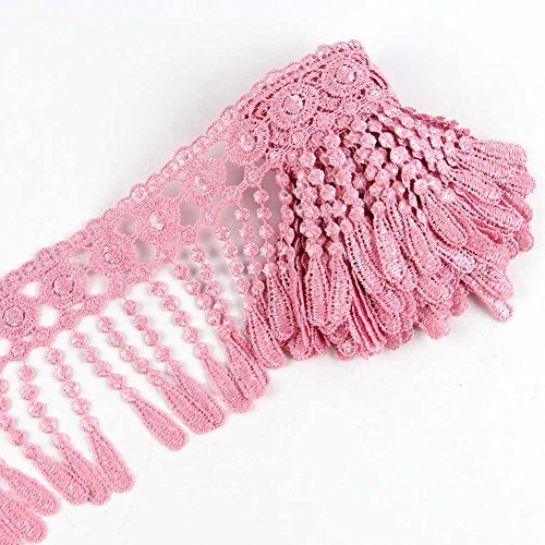 Yontree Floral Venise Lace Applique Bridal Wedding Applique Pink 3 yards