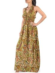 Halter Elasticized   Waistline Summer Rayon Floral Print Maxi Dress 