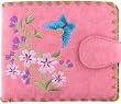 Butterfly and Flowers Embroidery Wallet Pink Md