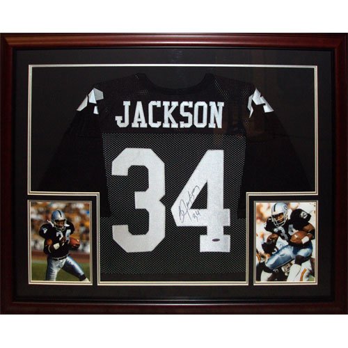 Bo Jackson Autographed Oakland Raiders (Black #34) Deluxe Framed Jersey