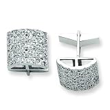 Sterling Silver CZ (Cubic Zirconia) Woven Cuff Links