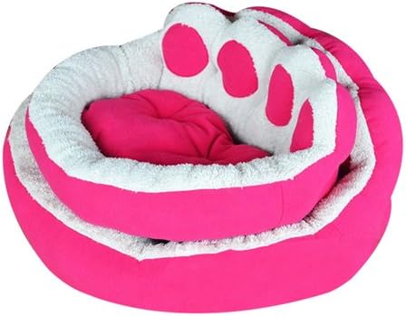 Scientistpet Red Footprint Autumn Winter Warm Berber Fleece Dog Bed for Medium and Small Dog Cat Rabbit S,Pink