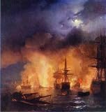 Aivazovsky, Ivan - The Battle of Chesme. Hand Painted Reproduction Oil on canvas