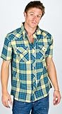 IMAGE OF Nuco Western Plaid Casual Button Up Shirt - Blue - XXL