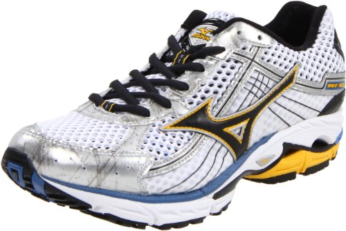 Mizuno Men's Wave Rider 15 Wide Running Shoe,White/Anthracite/Aizome,10 2E US