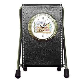Pen Holder Desk Clock of Chemistry Periodic Table of Elements with Graphic Representations of...
