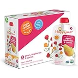 Happy Baby Organic Stage 2 Baby Food, Simple Combos, Pears, Raspberries & Carrots, 4 Ounce (Pack of 8)