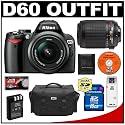 Nikon D60 Digital SLR Camera with 18-55mm AF-S VR Zoom Lens + Nikon 55-200mm AF-S VR Zoom Lens + 16GB SD Card + EN-EL9 Battery + Case