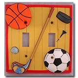 Lets Play Ball Sports Double Switch Plate Cover
