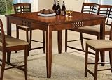 Counter Height Dining Table with Lattice Design Rich Walnut Finish