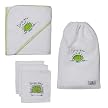 PodT Peaple Drip-Pea and Soap-Pea Hooded Towel and Wash Cloth Set - White