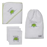 PodT Peaple Drip-Pea and Soap-Pea Hooded Towel and Wash Cloth Set - White