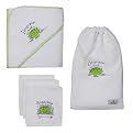 PodT Peaple Drip-Pea and Soap-Pea Hooded Towel and Wash Cloth Set - White
