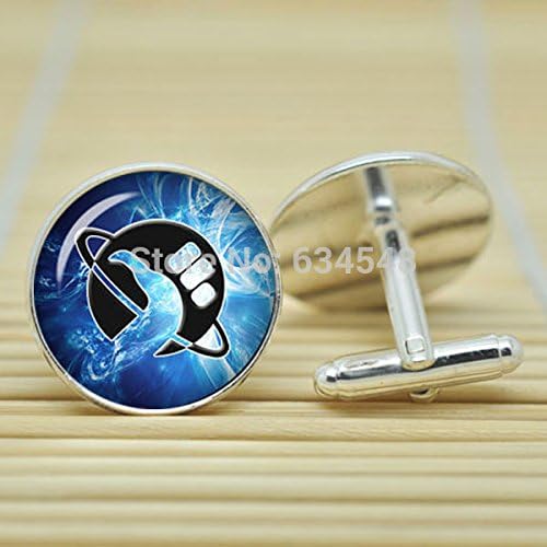 Pretty Lee Hitch Hikers Guide To The Galaxy Panic Electronic Travel Guide Geekery In Silver Cufflinks Glass Cabochon Cufflinks C3503