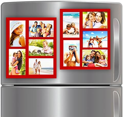 Wind &amp; Sea Magnetic Picture Collage Frame for Refrigerator, 2-Pack, Red