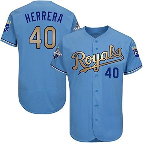 Kansas City Royals Men's #40 Kelvin Herrera Baseball Alternate Jersey Blue XL