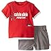 Calvin Klein Baby-Boys Newborn Red Tee with Headphone Screen Print and Shorts