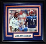 Urban Meyer Florida Gators - with Tebow - Custom Framed Autographed 8x10 Photograph with 06 NAT CHAMPS Inscription