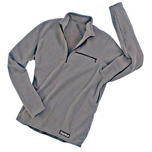 TAIGA Men's Polartec Microfleece SPORT Long-sleeved Zip Sports Shirt, Charcoal, MADE IN CANADA