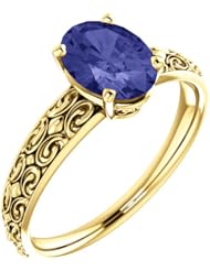 14K Yellow Gold 8.00x6.00mm Oval Cut Tanzanite Ring -- LIFETIME WARRANTY