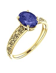 18K Yellow Gold 8.00x6.00mm Oval Cut Tanzanite Ring -- LIFETIME WARRANTY