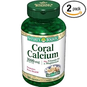 Nature's Bounty Coral Calcium Plus Vitamin D and Magnesium, 1000mg, 120 Capsules (Pack of 2)