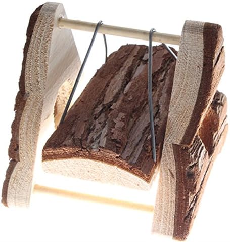 Emours Natural Wood Playground Wooden Swing Toy for Mouse and Dwarf Hamsters and Other Small Animals