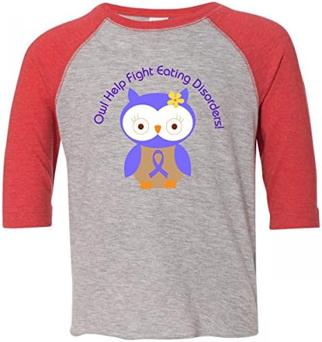 Inktastic Little Boys' Eating Disorders Owl Awareness Toddler T-Shirt 4T Heather and Red