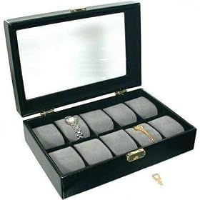 10 Watch Glass Top Showcase Displays Jewelry Box