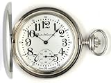 Dueber Swiss Mechanical Pocket Watch, High Polish Chrome Hunting Case, Assembled in USA!
