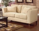 Loveseat Sofa Cream Velvet Fabric