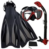 PROMATE Deluxe Snorkeling Gear Scuba Diving Fins Mask Dry Snorkel Set PROMATE Deluxe Snorkeling Gear Scuba Diving Fins Mask Dry Snorkel Set