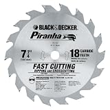 Black and Decker 77-717 Piranha 7-1/4-Inch 18 Tooth ATB Thin Kerf Crosscutting and Ripping Saw Blade with 5/8-Inch and Diamond Knockout Arbor