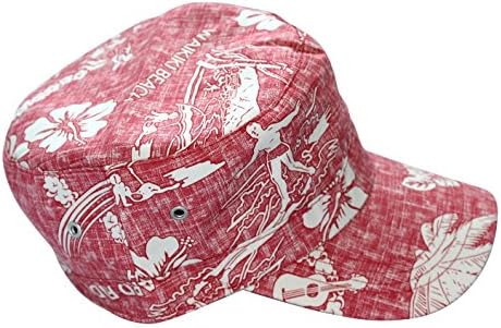 Nilin Unisex Hawaiian Pattern Snapback Baseball Cap Beach Sunscreen Hat (Red)
