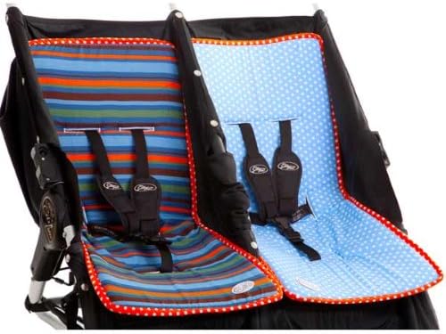 Cozili Reversible Universal 2 in 1 Stroller Liner / Seat Liner / Carriage Pad for Baby Boys and Girls (Cabana Blue Stripes)