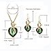 Long Way® Austrian Crystal Fashion Heart Jewelry Sets Necklace Earrings Wedding Party Accessories (Gold-green)