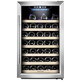 Kalamera 50 Bottle Freestanding Stainless Steel Door Compressor Wine Cooler Refrigerator with 7 Removable Wooden Shelves Electronic Controls