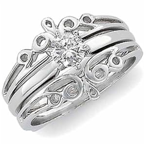 14K White Gold Designer Style Ring Guard Enhancer