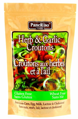 PaneRiso Foods Herb & Garlic Croutons, 6 Ounce Pouch (Pack of 6)