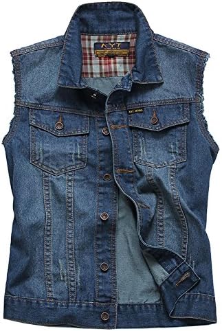 KULE Men's Sleeveless Lapel Denim Vest Jacket