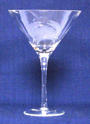 Individually Hand Etched Crab Martini Glass 8 1/4