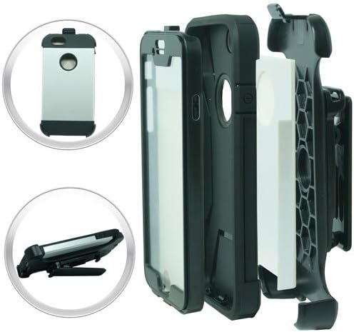 THETUNZ (TM) 4 in 1 Super Armor Spectra Shield Hybrid Combo Phone Case Cover w/ Built in Screen Protector &amp; kickstand (Pearl White)